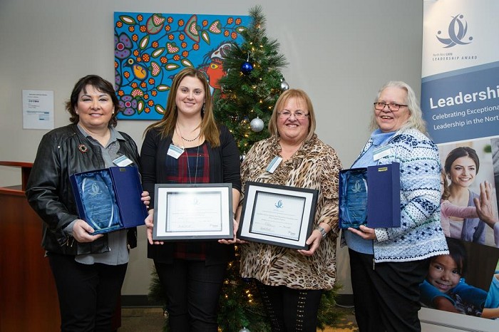 L to R: Lucy Bonanno, CEO GDH; Keri Cloutier, LTC Manager GDH; Lorraine Cloutier, Vice Chair, Friendship Centre Board of Directors; Karen Stephenson, CEO Thunderbird Friendship Centre